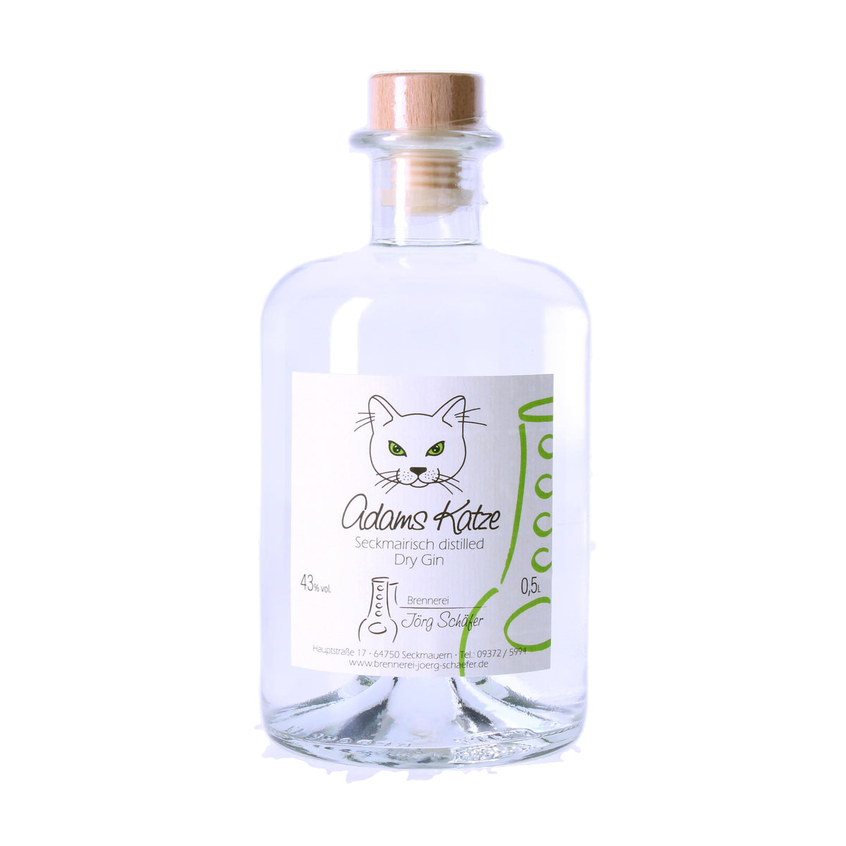 Adams Katze Seckmairisch Ginebra seca destilada 0,5 l, alc. 43% vol.