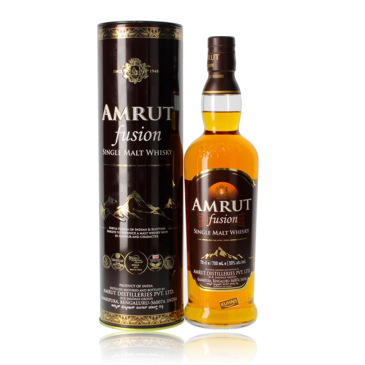 Whisky indio de malta única Amrut Fusion, 0,7 l, 50 % de alcohol por volumen