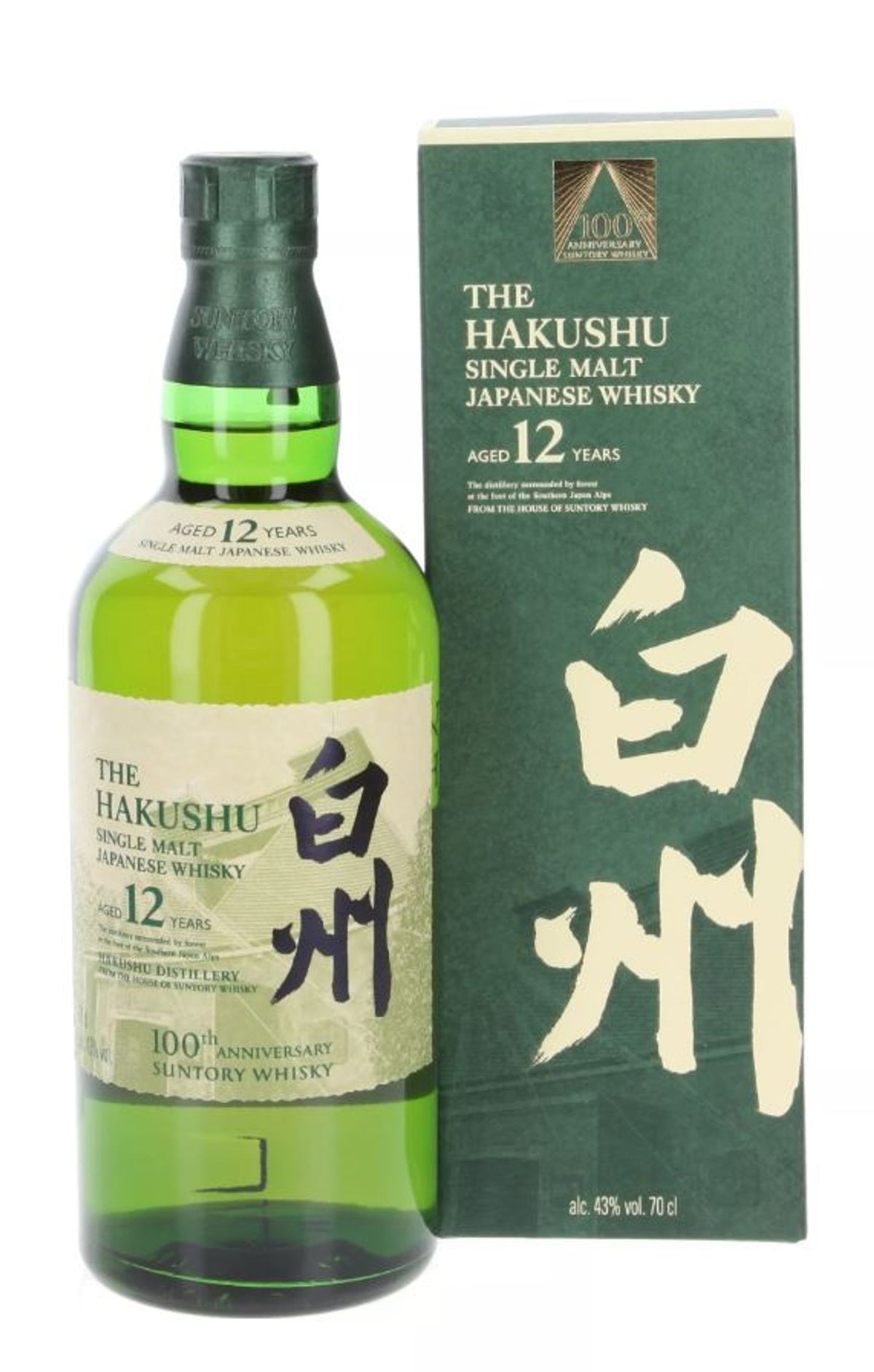 Hakushu 12 años 100 aniversario 0,7 l, 43 % de alcohol por volumen