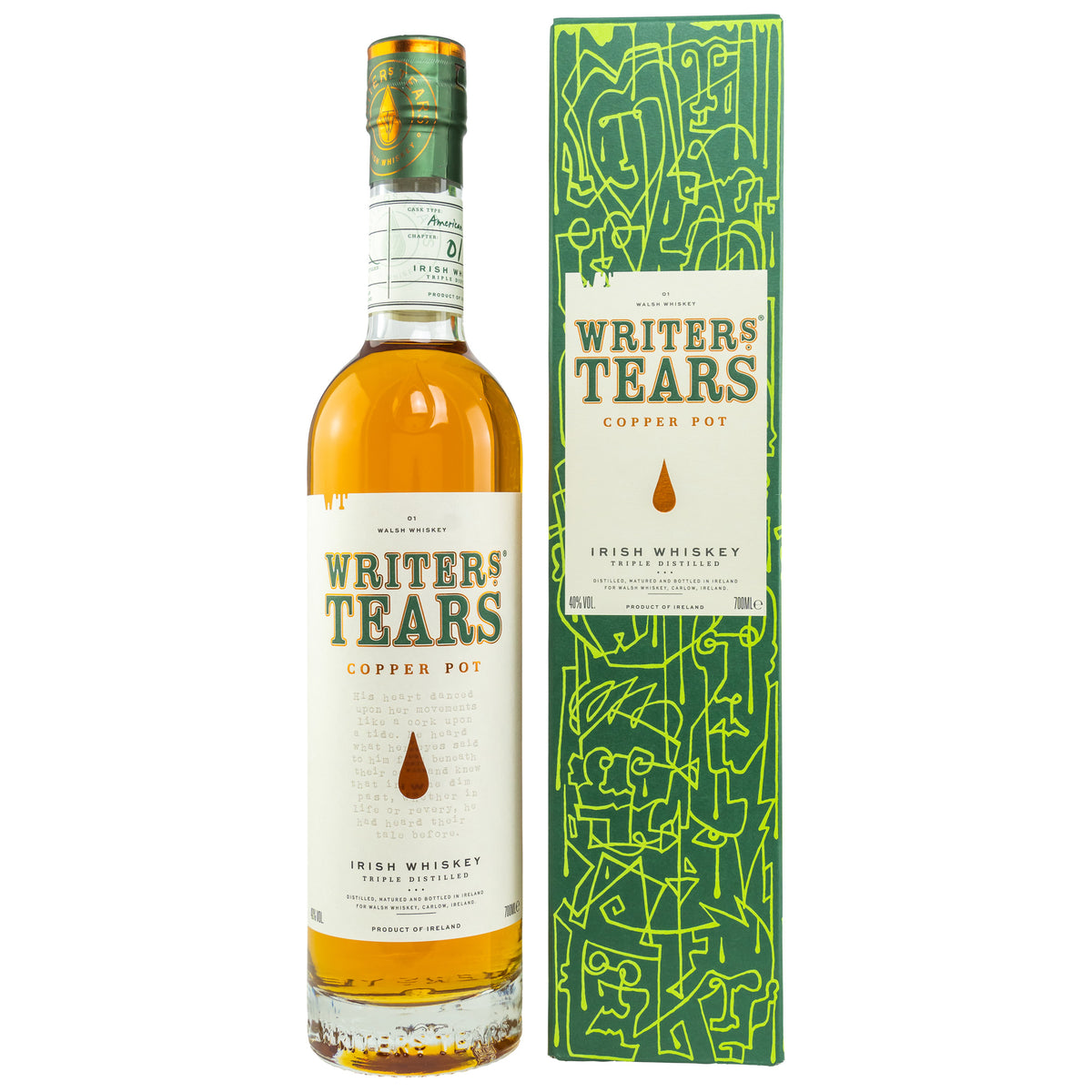 Whisky irlandés Writers Tears Copper Pot de 0,7 l, 40 % de alcohol por volumen