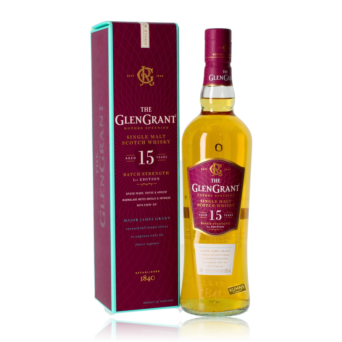 Glen Grant 15 años, graduación alcohólica: 0,7 l, 50 % ABV