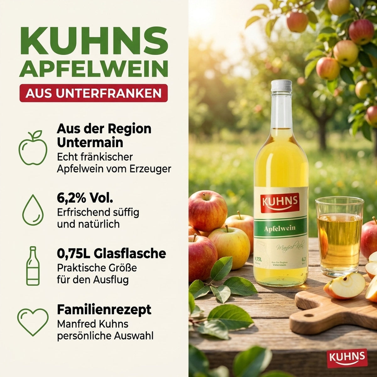 Kuhns Apfelwein 0,75l, alc. 6,2 Vol.-%